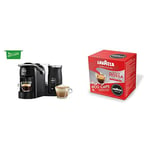 Lavazza A Modo Mio Jolie & Milk Black Coffee Machine, with Milk Frother & 256 Eco Caps Coffee Pods Espresso Qualita Rossa