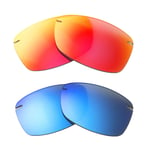 Walleva Fire Red + Ice Blue Polarized Lenses For Maui Jim Akau Sunglasses