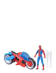 Marvel Spider-Man Spider-Man Web Blast Cycle Kids Playset With Poseable Spider-Man Action Figure Toys Playsets & Action Figures Action Figures Multi/patterned Marvel