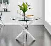 Novara 100cm Round 4-Seater Glass & Metal Starburst Dining Table