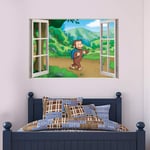 Beautiful Game Curious George Wall Sticker Walking Window Decal Kids Bedroom Art Mural Vinyl Monkey (60cm width x 40cm height)