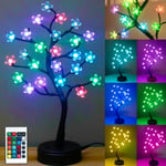 Vimlits RGB Cherry Blossom Tree Light with Remote Control 16 Color-Changing LED Artificial Flower Bonsai Tree Table Top Lamp Modern Home Lit Tree Centerpieces Decoration 24 LED