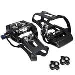 BV Bike Shimano SPD Compatible 9/16'' Pedals with Toe Clips (SPD Cleats Included) - MTB/Spin/Indoor/Exercise/Peloton Bicycle Pedal,Black