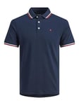 JACK & JONES Mens Plus Size Polo Shirt Golf Sports Gym 100% Cotton Rich Big and Tall T-Shirts for Men, Navy Colour, Size- 5XL