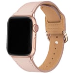 SUNFWR Strap Compatible with Apple Watch 42mm 44mm 45mm, Thin Genuine Leather Replacement starp, Multiple Colour Bands for iwatch Series 7/6/5/4/3/2/1,SE,Women Men(42mm 44mm 45mm,Pink Sand/Rosegold)