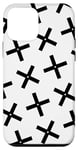 Coque pour iPhone 12 mini Bold White Black Plus Sign Crosses Design Pattern
