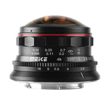 Meike MK-3.5mm F2.8 Ultra Wide Angle Fisheye Lens for Olympus Panasonic Lumix MFT Micro Four Thirds 4/3 Mount Mirrorless Camera, Black, Venidice Cleaning Cloth