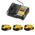 DEWALT Battery Set DCB1104P3-QW 18V 5Ah Lithium Ion XR 3x 1x Charging Dock Boxed