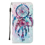 Samsung Galaxy A21S Case, Flip Shockproof 3D PU Leather Notebook Wallet Protective Cover with Magnetic Closure Stand Card Holder TPU Bumper Folio Shell for Samsung A21S Phone Cover, Dream Catcher