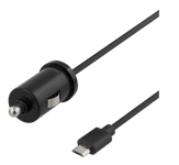 Deltaco billaddare med Micro USB, 2,4A, 1xUSB Micro B ha, 12V DC, 1m kabel, svart