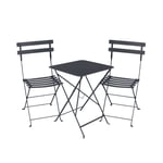 Fermob - Bistro matgrupp bord 57cm & 2 metall stolar Anthracite - Matgrupper utomhus