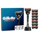 Gillette ProGlide Rasoir pour homme, 1 rasoir Gillette, 8 recharges, base pour rasoir
