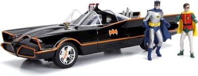 Jada Jouets Batman Batmobile Voiture métal, modèle 1966 Classic de la série TV, collectionnement, avec 2 Figurines, 253216001, Multicolore, Escala 1:18