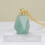 Stone Pendant Necklaces For Women,Golden Chain Ideas Perfume Essential Oil Bottle Natural Green Aventurine Stone Reiki Power Stone Pendant Jewelry Gifts Anniversary Birthday Gift For Her Wife Girls