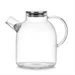 1800Ml Water Pitcher, Resistant Transparent Glass Kettle Teapot Coffee Juice Jug with Stainless Strainer Functional Kitchen Living Room Coffee Table