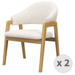 Chaise en tissu bouclette Ecru et bois naturel (x2)