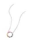 The Love Silver Collection Sterling Silver Multi-Colour Cubic Zirconia Halo Necklace, Silver, Women