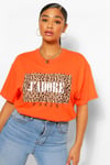 Plus Leopard J'Adore Slogan T-Shirt