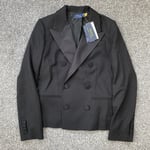 Womens Polo Ralph Lauren Black Double Breasted Lined Blazer Jacket - UK Size 6