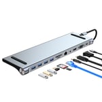 AD-059 11 in 1 USB-C / Type-C to 4K HDMI + VGA + SD / TF Card Slot + Gigabit Ethernet + 3.5mm AUX + USB-C / Type-C + 4 USB 3.0 Multifunctional Docking