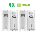 4 Pack Battery Rechargeable For Nintendo Wii Remote Controller White Batteries