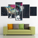 Prints On Canvas The Picture 5 Pieces Watercolor Abstract Woman Decorative Painting Inkjet Modern Home Office Oil Painting,B-With Frame 30X40X2+30X60X2+30X80Cmx1 Wall Picture Prints on Canvas Wall A