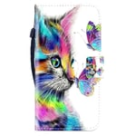 Sunrive Case For Nokia C2, PU Leather Phone Holster Case Card Slot Flip Wallet Stand Function gel magnetic Protective Skin Cover (Butterfly cat B1)