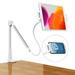 Dracool Tablet Holder Gooseneck Tablet Stand iPad Stand Holder Adjustable Flexible Lazy Arm Phone Mount Desk Bed Universal for iPad Pro Air Mini, iPhone, Samsung Tabs, Switch, more 4.7-10.5" - Silver