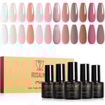 UV-nagellacksset, 12 färger gelégel nagellack transparent naken rosa, shellac nagellack