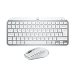 Logitech MX Keys Mini Keyboard + MX Anywhere 3S Wireless Mouse - Fluid Typing, Backlit Keys, Fast Scrolling, USB-C, Bluetooth, Compact, Multi-OS Compatible, QWERTY UK English - Pale Grey