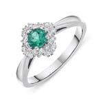 18ct White Gold 0.31ct Emerald and Diamond Ring