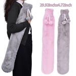 2l Extra Long Hot Water Bottle With Removable Body Cover Portabl Gray