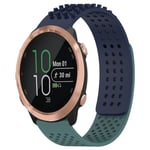 For Garmin Forerunner 645 Music 20mm Holes Breathable 3D Dots Silicone Watch Band(Midnight Blue+Olive Green)