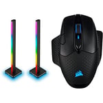 Corsair iCUE LT100 Smart Lighting Towers Starter Kit Black & Dark Core RGB PRO SE, Wireless/Wired Gaming Mouse with Qi Wireless Charging Black