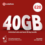 Vodafone Pay As You Go £20 Sim