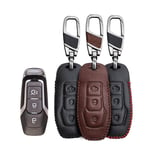 MISDH Leather Car Key Case Cover, For Ford F-150 Mondeo Galaxy S-Max Explorer Ranger, Protection Key Shell Skin Bag Only Case