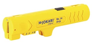 JOKARI T30140 Dénudeur Strip No. 14 (pour câbles en PVC avec un Ø de 4,4 à 29,9 mm, pour dénuder dans les boîtes de raccordement, lame pour la découpe longitudinale incluse) 460230