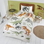 Coco Moon Jurassic World Dinosaur Junior or Single Duvet Bedding Set Ideal Boys and Toddler Dinosaurs Kids Bedroom Accessories Gifts Present