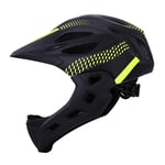 DUDUCHUN Kids Full Face Bicycle Helmet,16-Hole Breathable Helmet Detachable Chin Protection Balance Riding Helmet with Rear Light,A,43~54cm