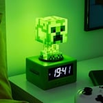 Paladone Minecraft Réveil avec icône Creeper – Mode Lumineux – Alimenté par Piles – Réveil pour Enfants pour garçons
