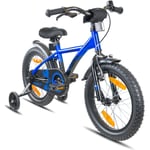 PROMETHEUS BICYCLES ® Barncykel 16, blå svart med stödhjul
