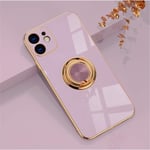 EYZUTAK Electroplated Magnetic Ring Holder Case, 360 Degree with Rotation Metal Finger Ring Holder Magnet Car Holder Soft Silicone Shockproof Cover for iPhone 12 Pro Max 6.7 inch - Purle