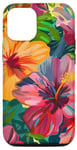 Coque pour iPhone 13 Pro Motif : fleur d'hibiscus à motifs floraux, art original