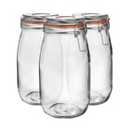 Glass Storage Jars 1.5 Litre Orange Seal Pack of 6