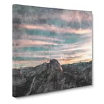 Glacier Point in California Painting Modern Canvas Wall Art Print Ready to Hang, Framed Picture for Living Room Bedroom Home Office Décor, 14x14 Inch (35x35 cm)