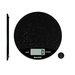Salter 1009 BKDR Digital Kitchen Scale – Round Marble Food Weighing Scales, Tare Function, Weigh Liquids/Fluids, Easy Read LCD Display, Metric/Imperial, Electronic, Baking/Cooking, 8kg Capacity, Black