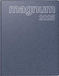 rido/idé Agenda modèle Magnum (2025), 2 Pages = 1 Semaine, 183 × 240 mm, 144 Pages, Couverture en Plastique réfléchissant, Bleu