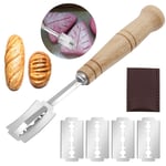 Couteaux à pain, grattoir de boulangerie avec 5 lames de remplacement, couteau incurvé de cuisson, outils pour Baguette occidentale, outil pour pain grillé français