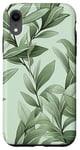 iPhone XR Sage green Leaves Botanical Plant Line Art Wildflower Floral Case