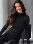 Pour Moi Second Skin Thermal Roll Neck Top - Black, Black, Size 8-10, Women
